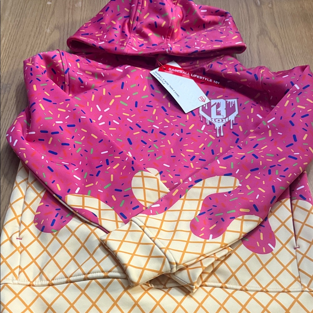 Baseball Lifestyle Boys Pink Sprinkles Ice Cream Waffle Hoodie